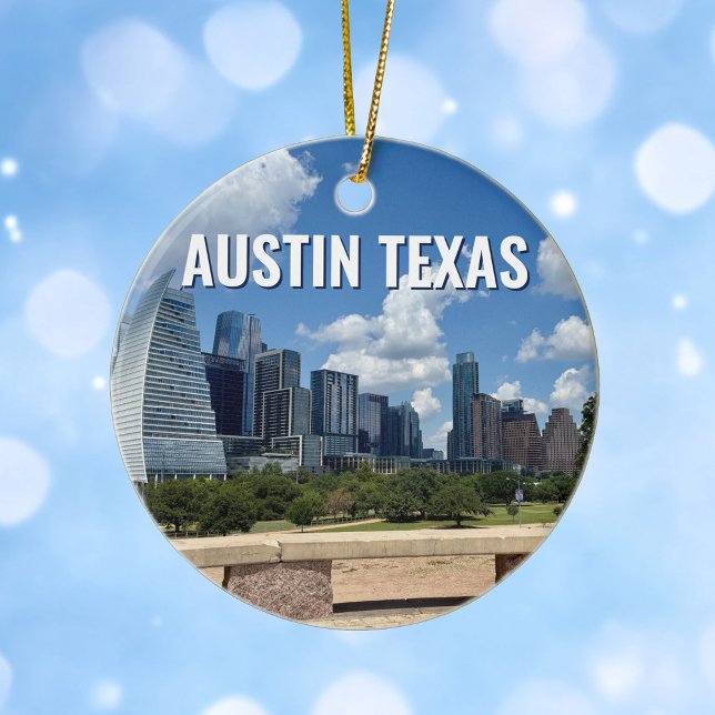 Austin Texas Skyline Souvenir Christmas Ceramic Tree Decoration (Creator Uploaded)