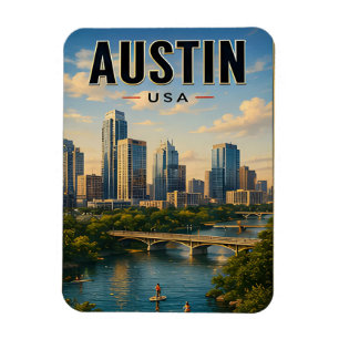 Austin Texas Skyline Travel Gift Magnet