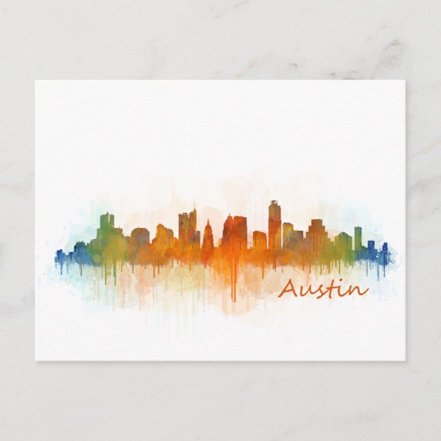 Austin Texas skyline Watercolor v3 Postcard (Front)