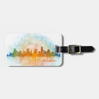 Austin Texas skyline watercolor v4 Luggage Tag