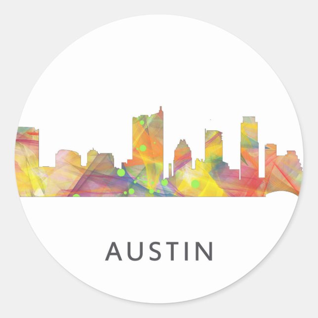 AUSTIN TEXAS SKYLINE WB1 - CLASSIC ROUND STICKER (Front)