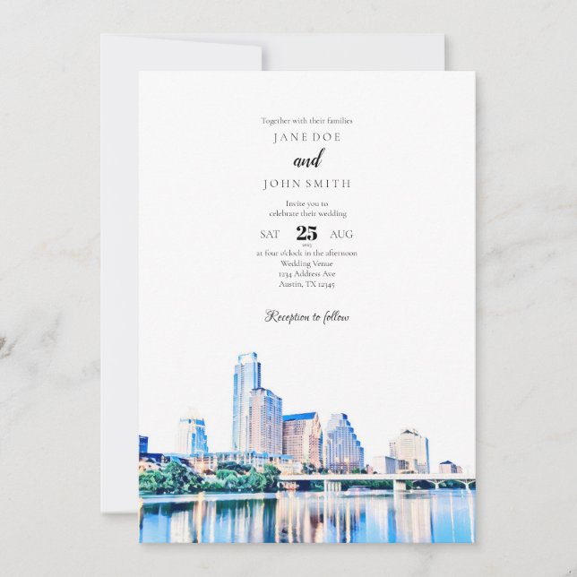 Austin Texas Skyline Wedding Invitation (Front)
