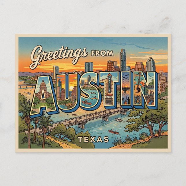 Austin Texas Travel Postcard (Front)