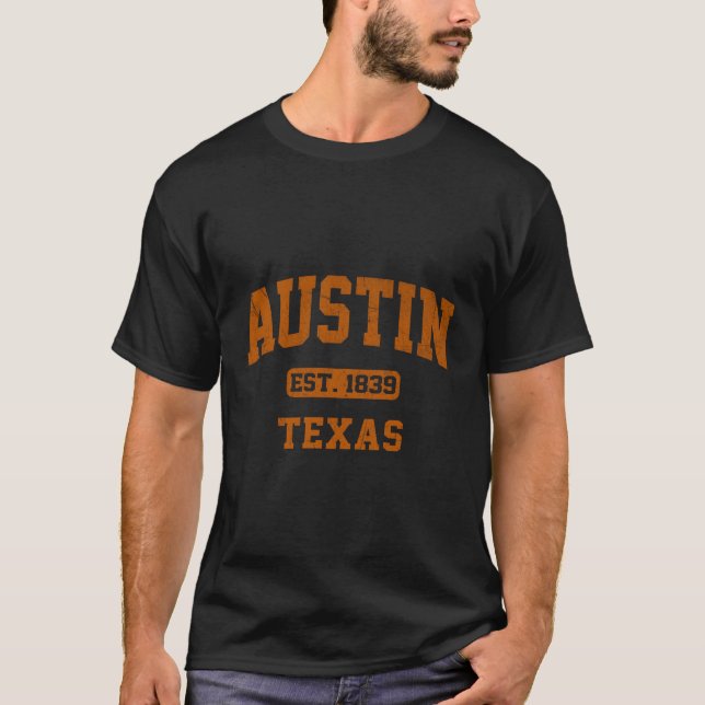 Austin Texas Tx State Athletic Style T-Shirt (Front)