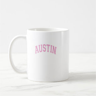 Austin Texas Tx Varsity Style Pink Text  Coffee Mug