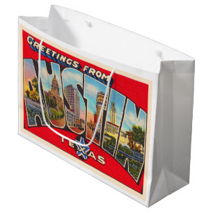 Austin Texas TX Vintage Large Letter Postcard Gift Bag