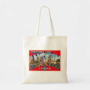 Austin Texas TX Vintage Large Letter Postcard Tote Bag
