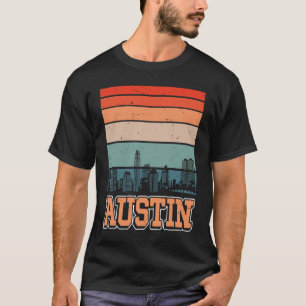 Austin Texas USA Retro Vintage Sunset Skyline Aust T-Shirt