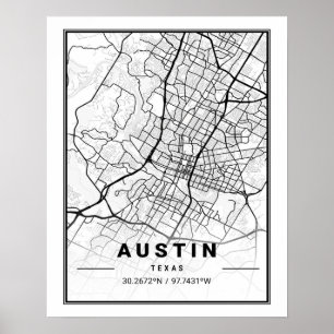 Austin Texas USA Travel City Map Poster
