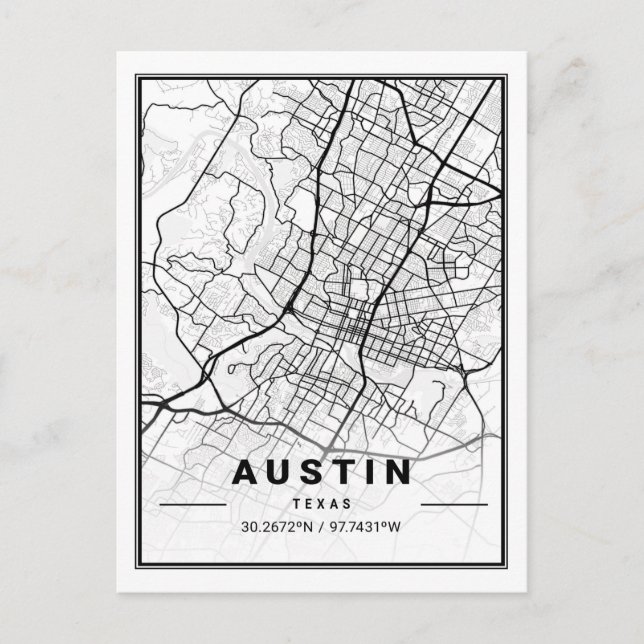 Austin Texas USA Travel City Map Poster Postcard (Front)