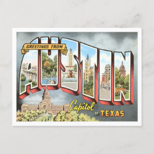 Austin, Texas Vintage Big Letters Postcard