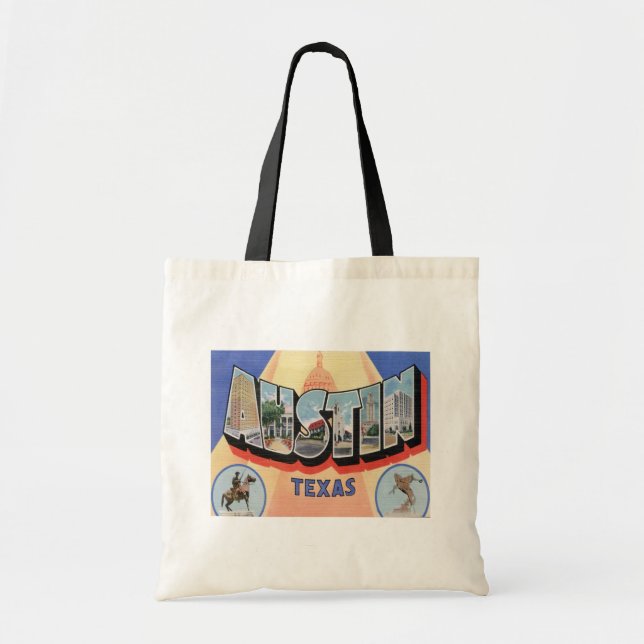Austin, Texas Vintage Historical Tote Bag (Front)