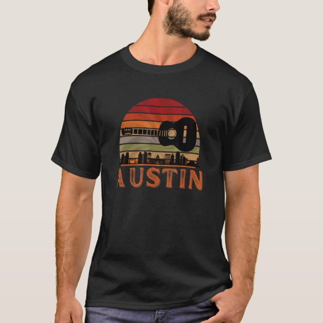 Austin Texas Vintage Sunset Music Capital T-Shirt (Front)