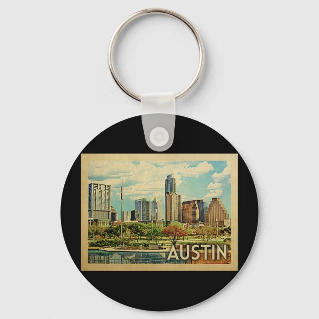 Austin Texas Vintage Travel Key Ring (Front)
