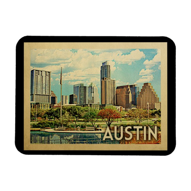 Austin Texas Vintage Travel Magnet (Horizontal)