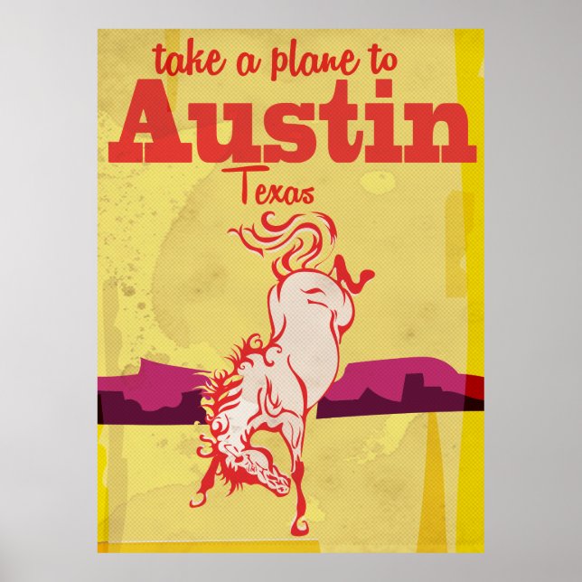 Austin Texas vintage travel poster (Front)