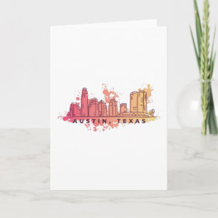 Austin Texas Watercolor Skyline Card