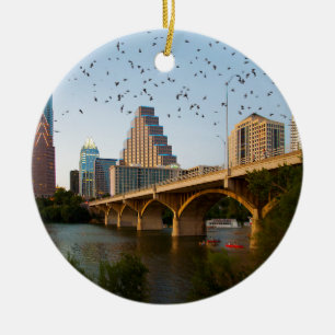 Austin, Texas with Bats Ceramic Tree Decoration