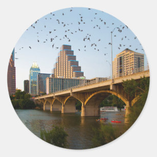 Austin, Texas with Bats Classic Round Sticker