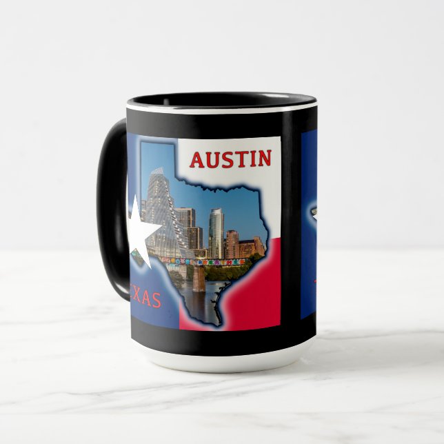 Austin, Texas with flag colours, Mug (Front Left)