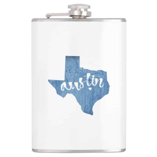 Austin, Texas Wood Grain Hip Flask (Front)