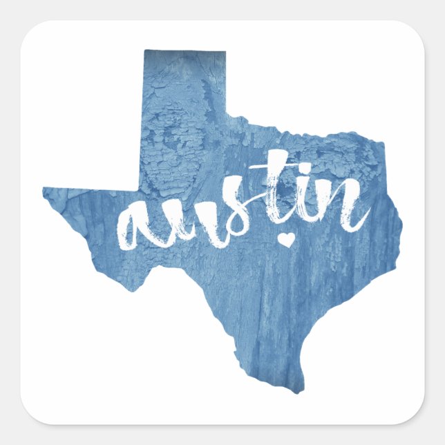 Austin, Texas Wood Grain Square Sticker (Front)