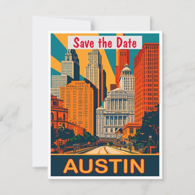 Austin, TX, Savel the Date, Vintage Postcard (Front)