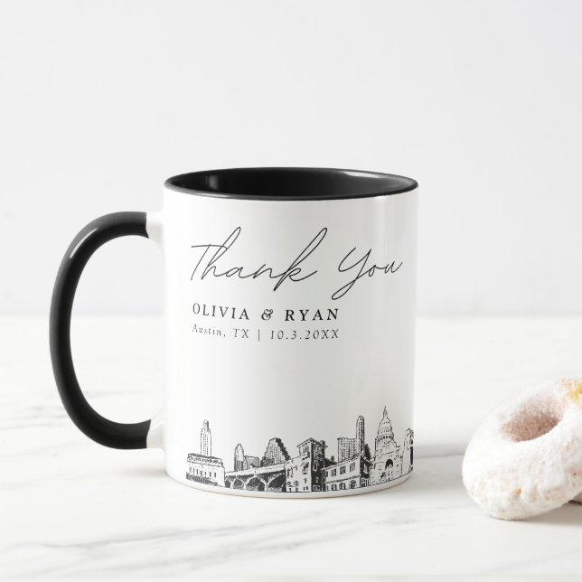 Austin Wedding Custom Personalised Coffee Mug (With Donut)