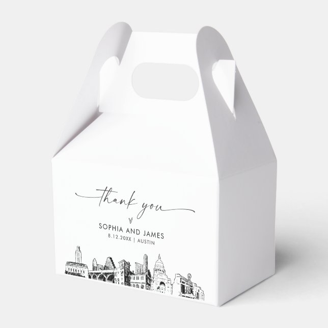 Austin Wedding Personalised Favour Box (Front Side)