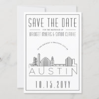 Austin Wedding | Stylised Skyline Save the Date