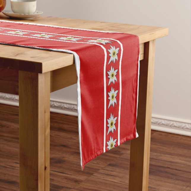 Austiran Flag Coloured Edelweiss Short Table Runne Short Table Runner (In Situ)