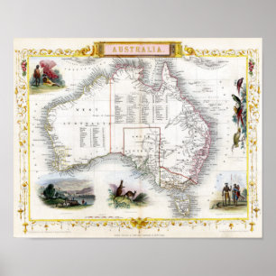 Australia 1851 Map Poster