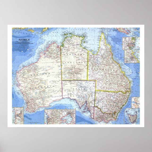 " Australia: 1963 detailed MAP ... Poster (Front)