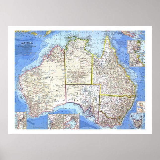 " Australia: 1963 detailed MAP ... Poster (Front)