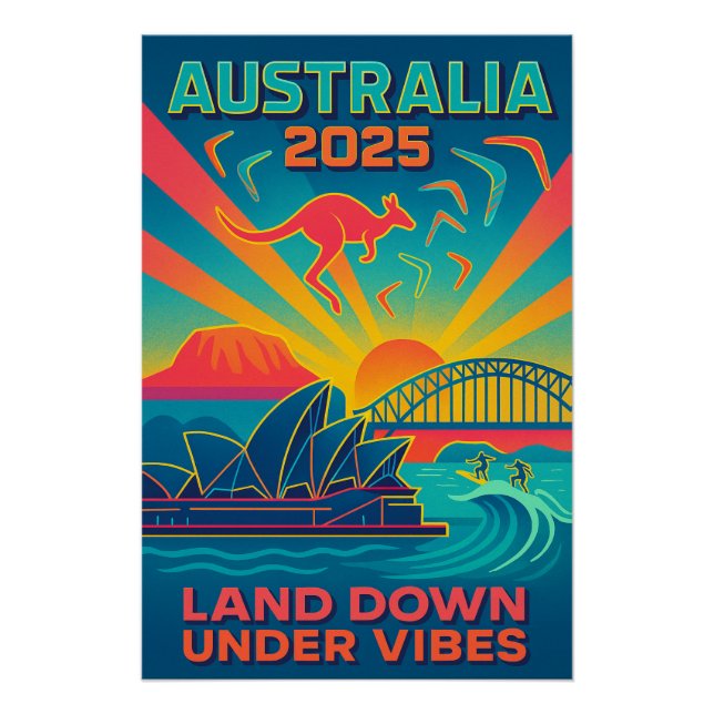 Australia 2025 – Land Down Under Vibes Poster (Front)