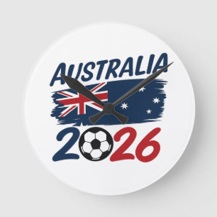 Australia 2026 Soccer Fan Design Flag Colors Round Clock