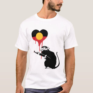 Australia Aboriginal Flag with love rat T-Shirt