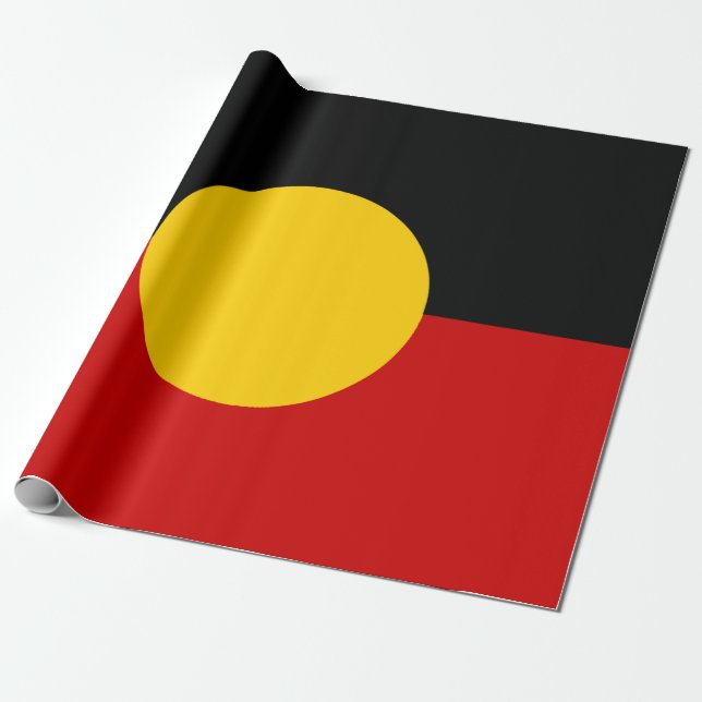 Australia Aboriginal Flag Wrapping Paper (Unrolled)
