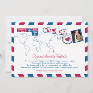 Australia Air Mail Wedding Thank You Card