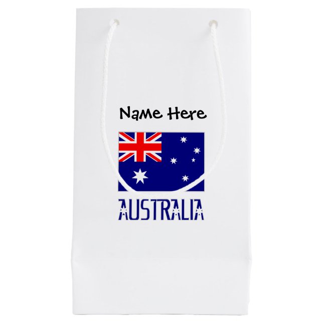 Australia and Australian Flag Personalised Small Gift Bag (Front)