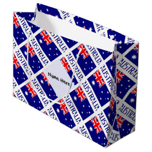 Australia and Australian Flag Tiled Personalised  Large Gift Bag