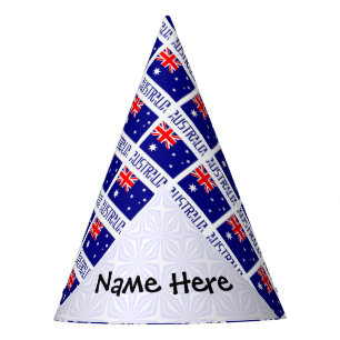 Australia and Australian Flag Tiled Personalised  Party Hat