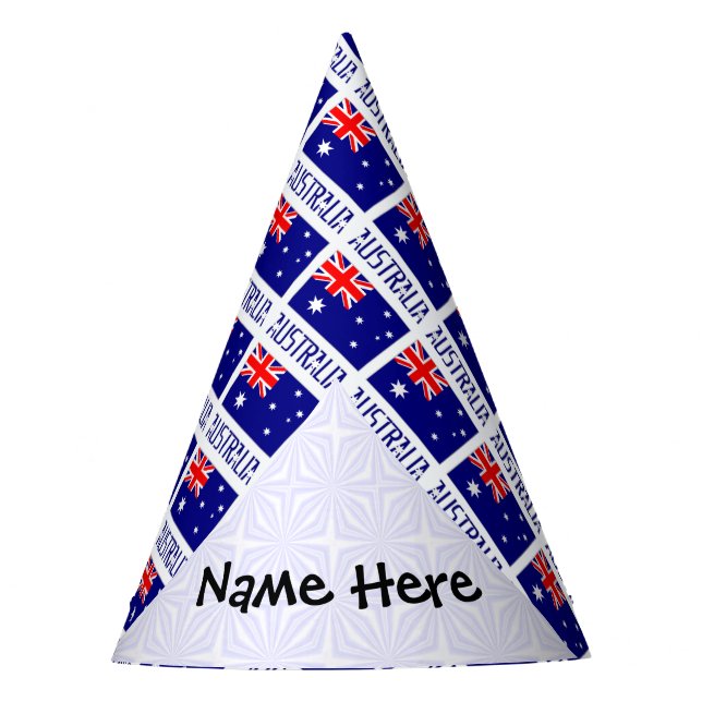 Australia and Australian Flag Tiled Personalised  Party Hat (Front)