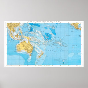 Australia and Pacific Ocean Map Poster
