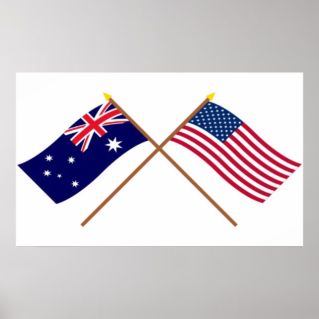 Australia and United States Crossed Flags Poster (Front)