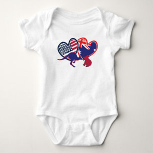 Australia and United States Flag Hearts Baby Bodysuit