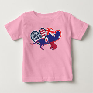 Australia and United States Flag Hearts Baby T-Shirt