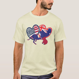 Australia and United States Flag Hearts T-Shirt