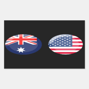 Australia and USA flags Rectangular Sticker