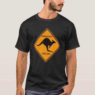 Australia Animal Crossing Road Sign Kangaroo Cross T-Shirt